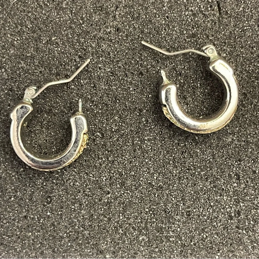 Small Silver And Gold Earrings - Picture 4 of 5